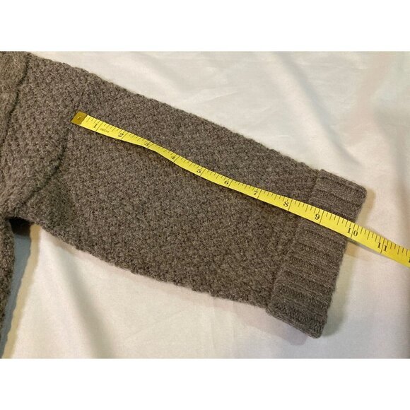 360 Sweater Cropped Cable Knit 1/2 Sleeve High Low Wool Alpaca Brown Size XS - Picture 6 of 8